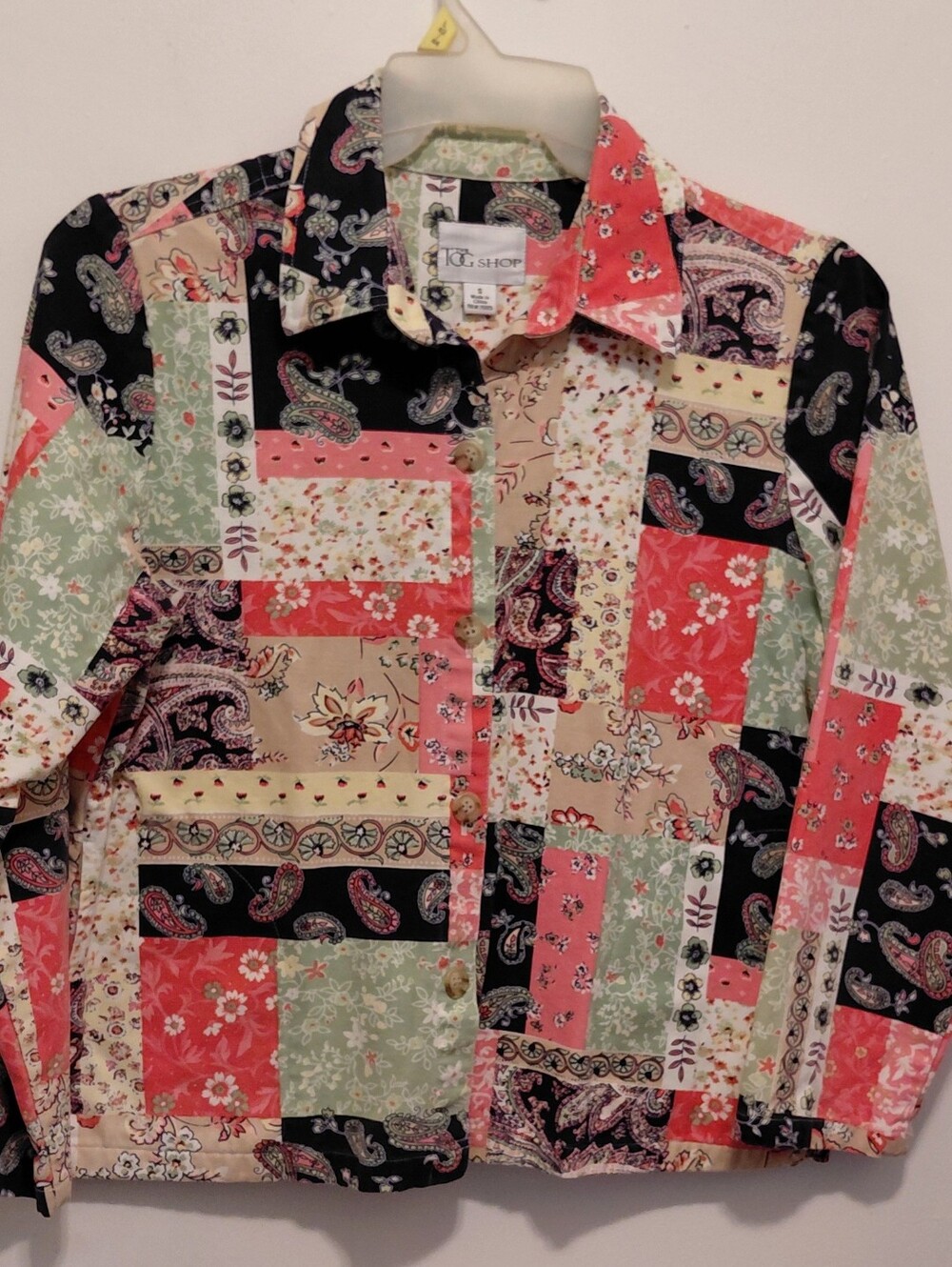 The Tog Shop Vintage Cotton Button-up Patchwork Salom Pink Jacket  Small